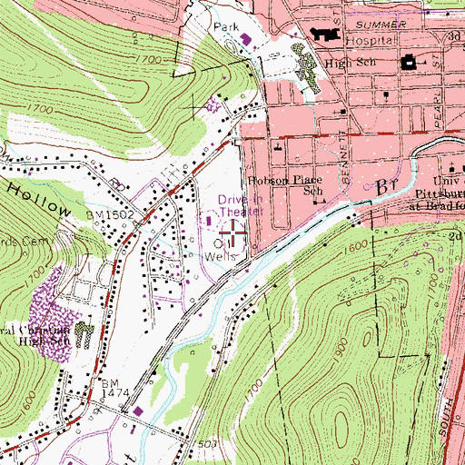 Topographic Map of Kessel Athletic Complex, PA