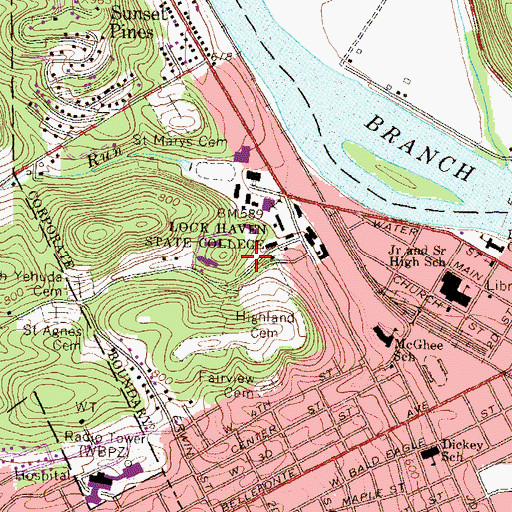 Topographic Map of Katherine A Glennon Health Center, PA