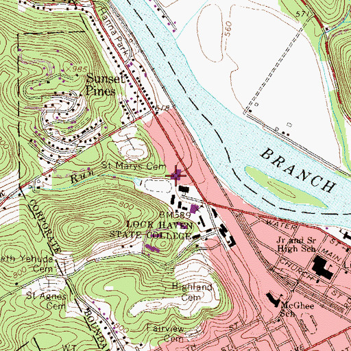 Topographic Map of Levi J Ulmer Hall, PA