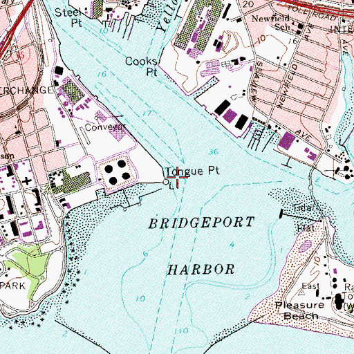 Topographic Map of Tongue Point, CT