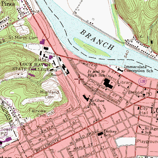 Topographic Map of SCC Student Recreation Center, PA