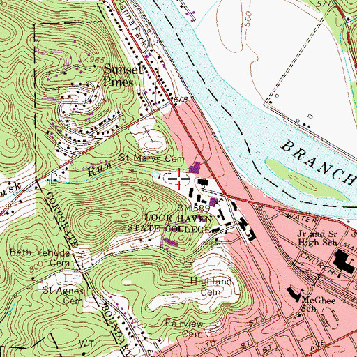 Topographic Map of William McCollum Field, PA