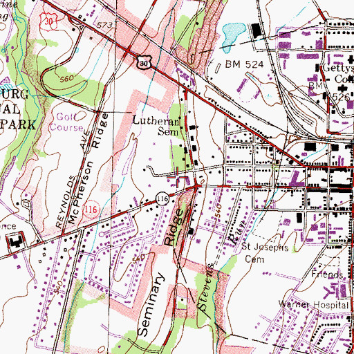 Topographic Map of Aberly Hall, PA