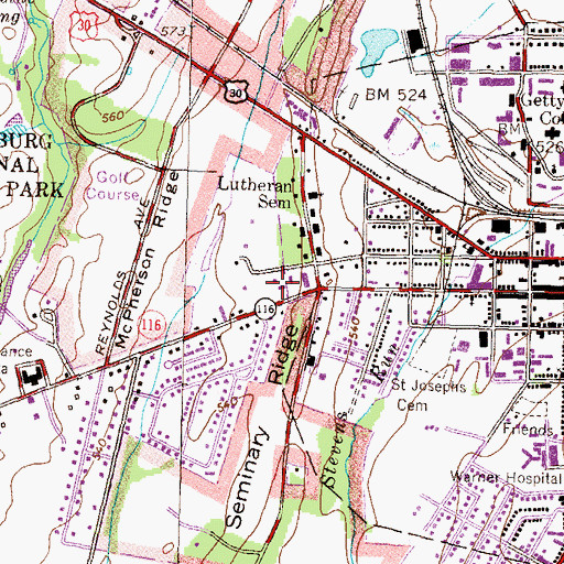 Topographic Map of Heiges Hall, PA