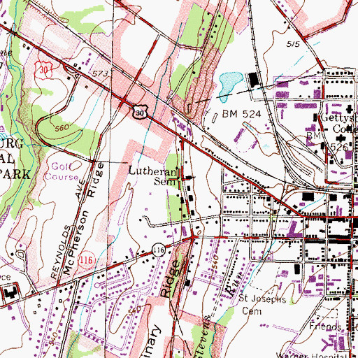 Topographic Map of Refectory, PA