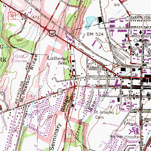 Topographic Map of Samuel Simon Schmucker House, PA