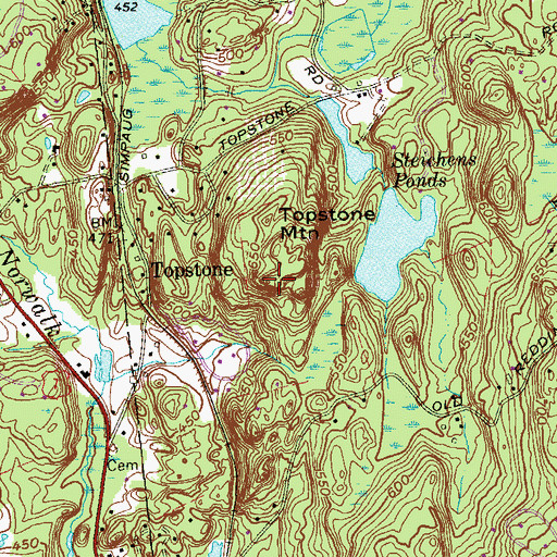 Topographic Map of Topstone Mountain, CT