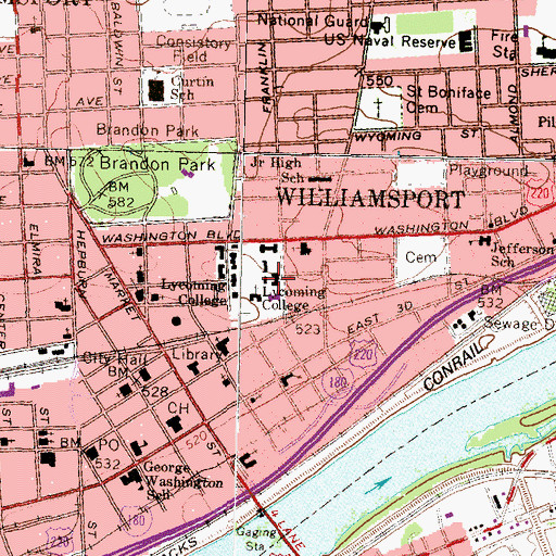 Topographic Map of Bishop Frances Asbury Hall, PA