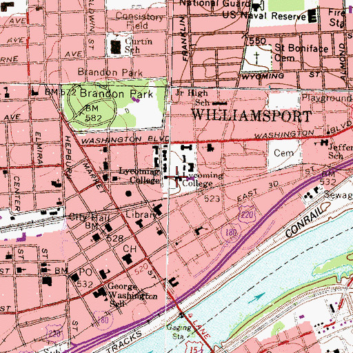 Topographic Map of Clarke Music Building, PA