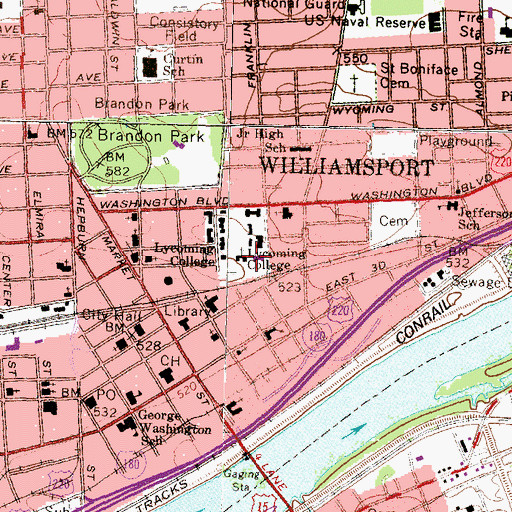 Topographic Map of J Milton Skeath Hall, PA