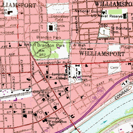 Topographic Map of Mary Ellen Williams Hall, PA