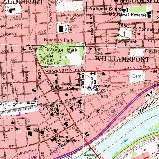 Topographic Map of Reverend Benjamin H Crever Hall, PA