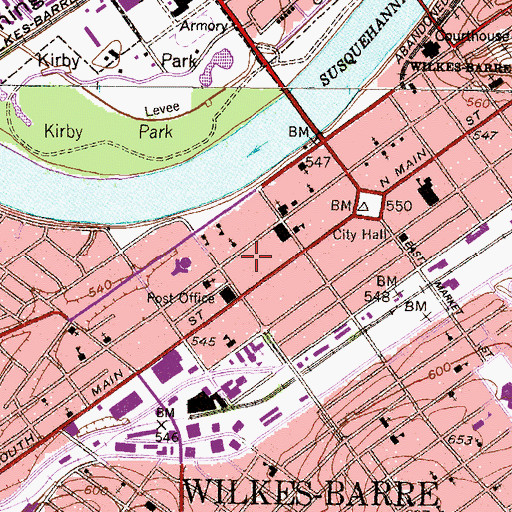 Topographic Map of Weckesser Hall, PA