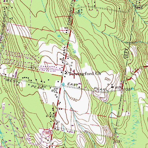 Topographic Map of Torringford Church, CT