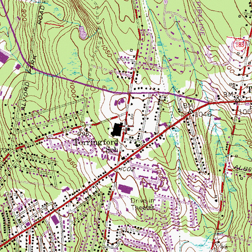 Topographic Map of Torringford Elementary School, CT