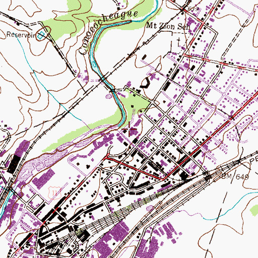 Topographic Map of Lortz Hall, PA