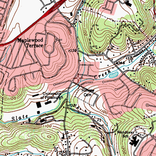 Topographic Map of University Court Residence Hall B, PA