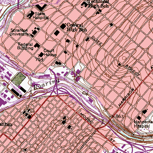 Topographic Map of Communcations Wing, PA