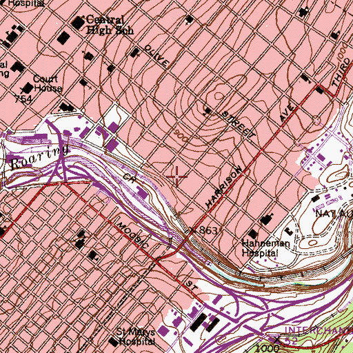 Topographic Map of Elizabeth Ann Seton House, PA