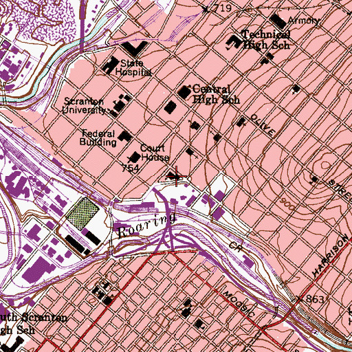 Topographic Map of Elm Park Annex, PA