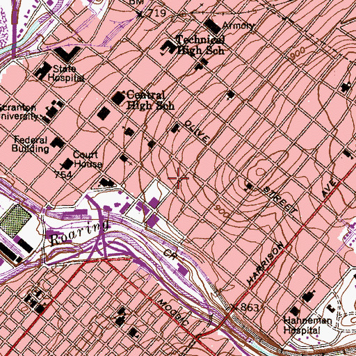 Topographic Map of Gallery House, PA