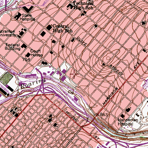 Topographic Map of Hafey Hall, PA