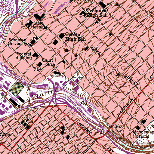 Topographic Map of Harry and Jeanette Weinberg Memorial Library, PA