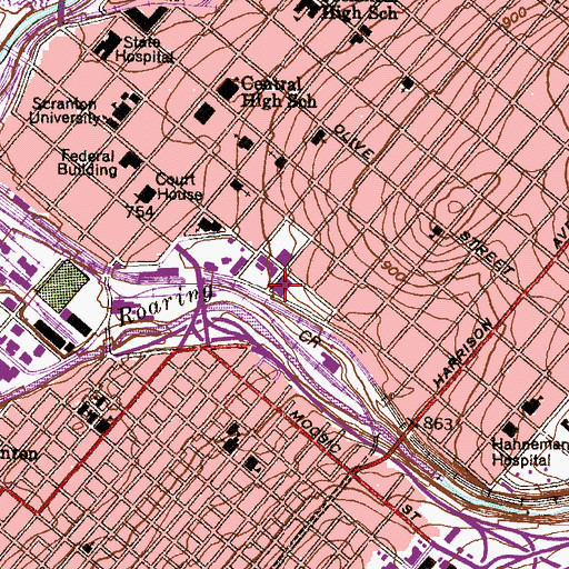 Topographic Map of John Long Center, PA
