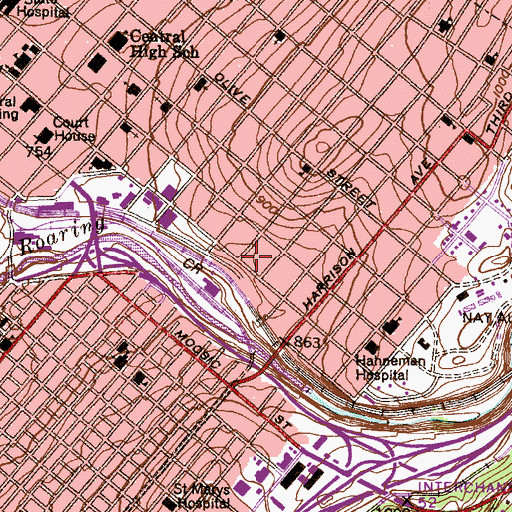 Topographic Map of Katharine Drexel House, PA