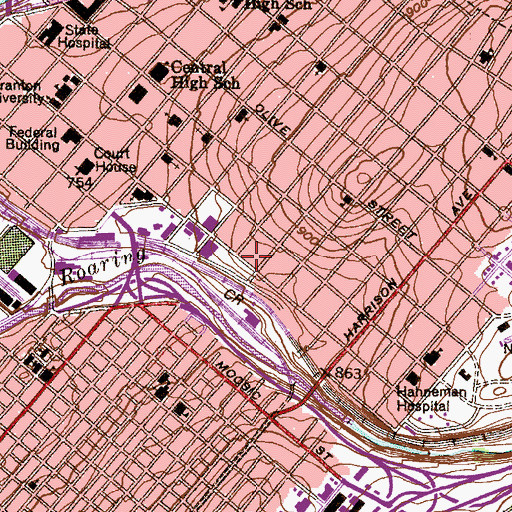 Topographic Map of Kostka House, PA