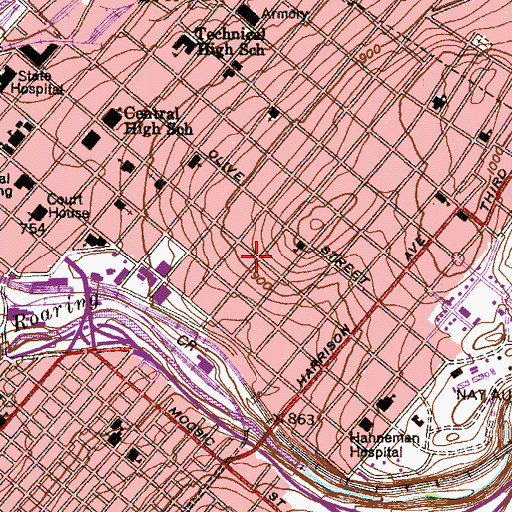 Topographic Map of Liva Arts House, PA