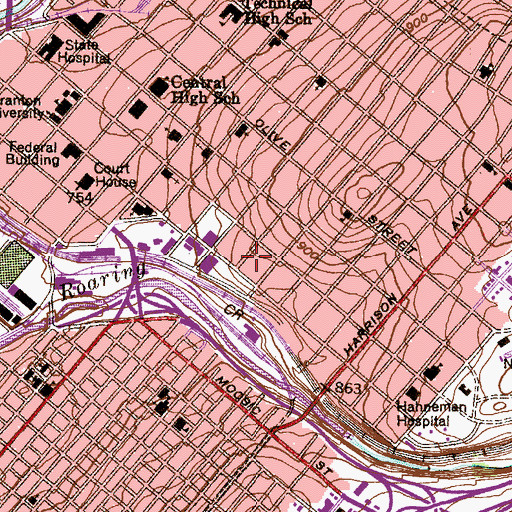 Topographic Map of Luzerne House, PA