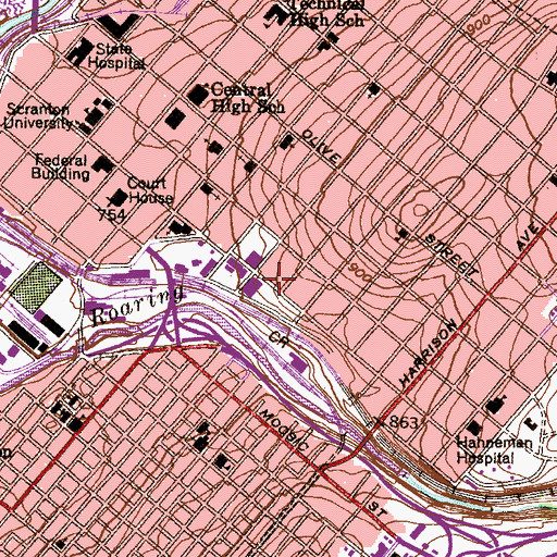 Topographic Map of Lynett Hall, PA