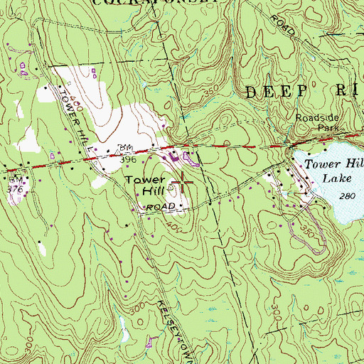 Topographic Map of Tower Hill, CT