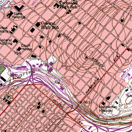 Topographic Map of McGowan House, PA