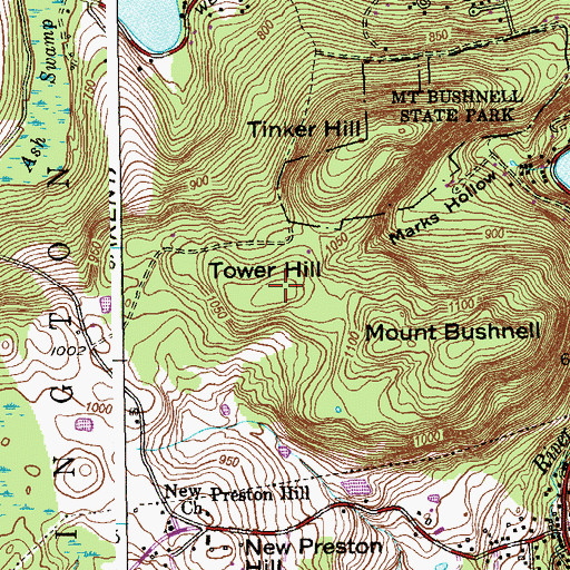 Topographic Map of Tower Hill, CT