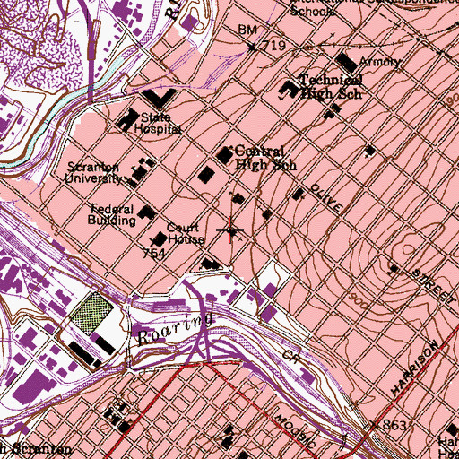 Topographic Map of Northeast Reginal Cancer Institute, PA