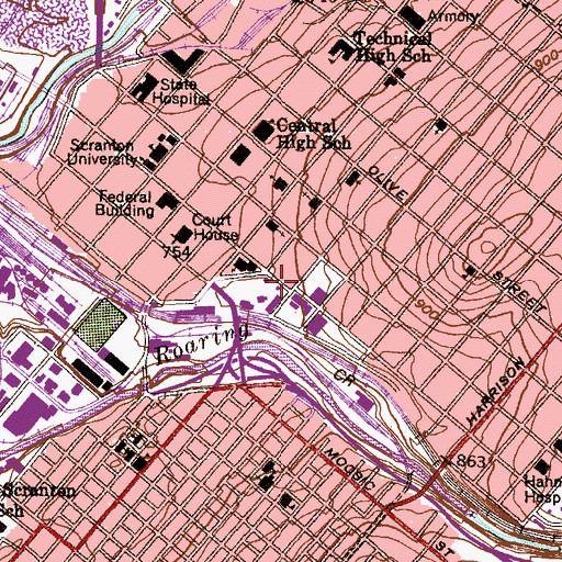 Topographic Map of Quain Memorial Conservatory, PA