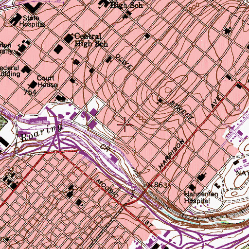 Topographic Map of Southwest House, PA