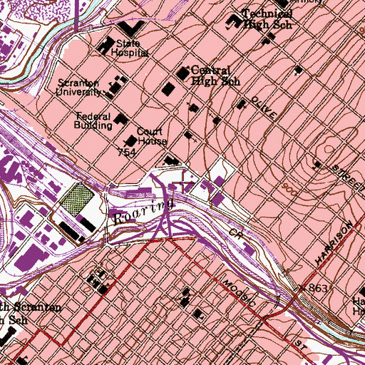 Topographic Map of The Estate, PA