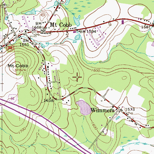 Topographic Map of Wayne House, PA