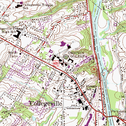 Topographic Map of Bomberger Memorial Hall, PA