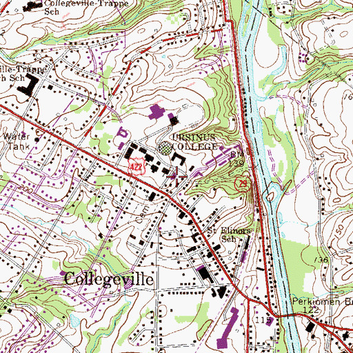 Topographic Map of Corson Hall, PA