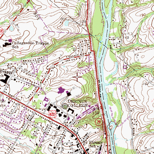 Topographic Map of Eleanor Frost Snell Softball Field, PA