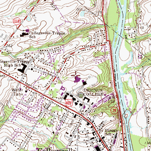 Topographic Map of Everett "Ace" Bailey Tennis Courts, PA