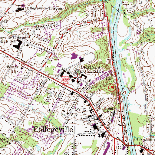 Topographic Map of F W Olin Hall, PA