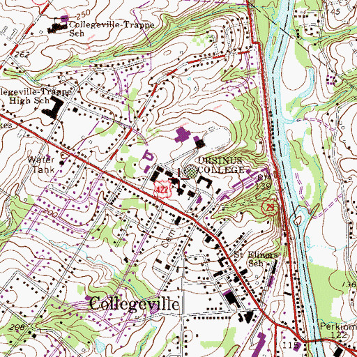 Topographic Map of Myrin Library, PA