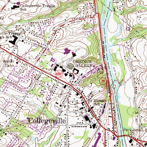 Topographic Map of Philip and Muriel Berman Museum of Art, PA