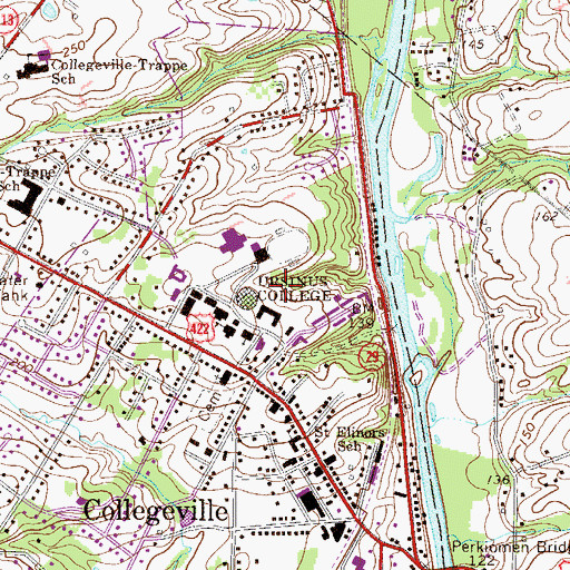 Topographic Map of Richter-North Hall, PA