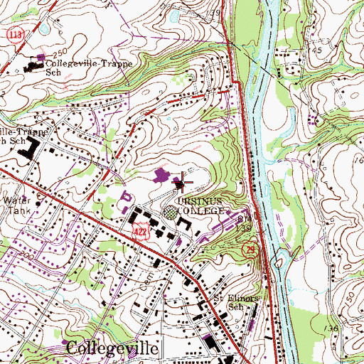 Topographic Map of Ritter Center for the Dramatic Arts, PA